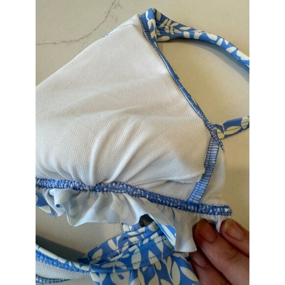 NWT Draper James Summer Picnic Ruffle Bikini Top and Bottom Blue Floral Size XS - Picture 4 of 11